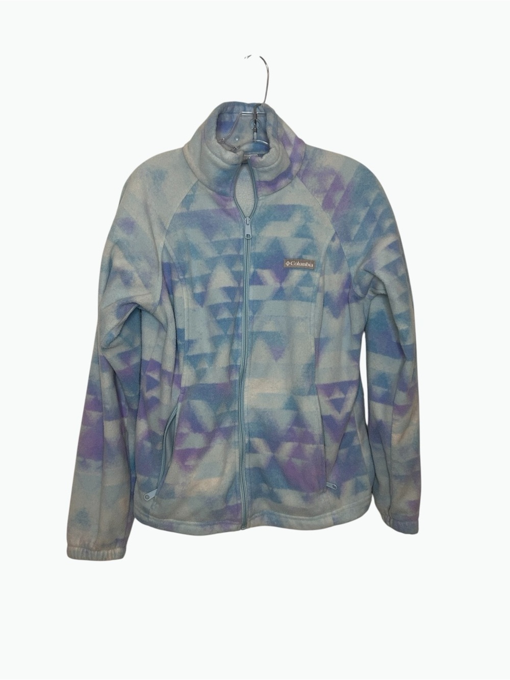 Columbia Women’s M Blue Purple Geometric Print Full Zip Fleece Jacket